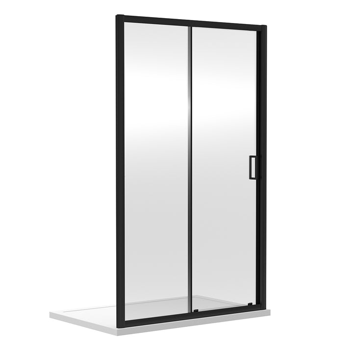 Nuie Rene 1400mm Single Sliding Shower Door - Matt Black