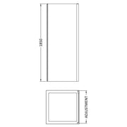 Nuie Rene 900mm Side Panel - Polished Chrome - Technical drawing