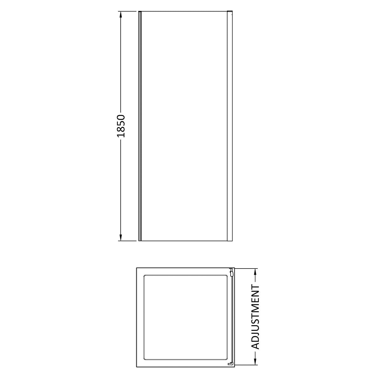 Nuie Rene 700mm Side Panel - Polished Chrome - Technical drawing