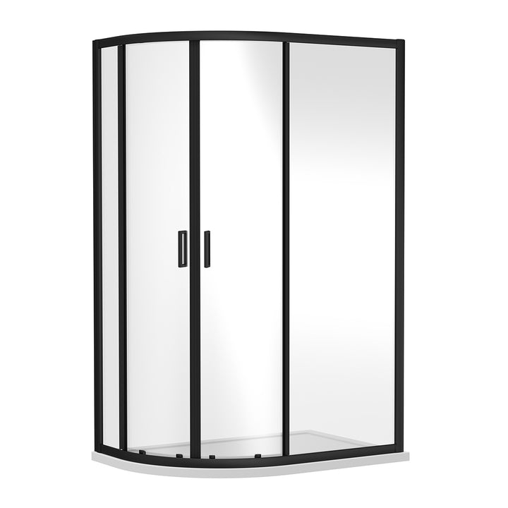 Nuie Rene 1200 x 800mm Offset Quadrant Shower Enclosure - Matt Black