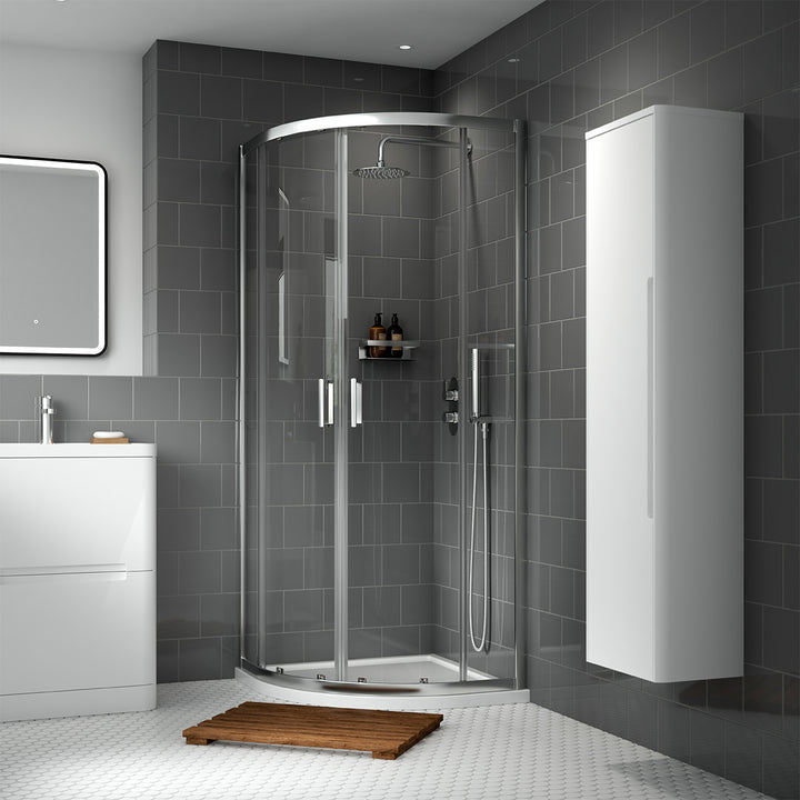 Nuie Rene 800mm Quadrant Shower Enclosure - Satin Chrome