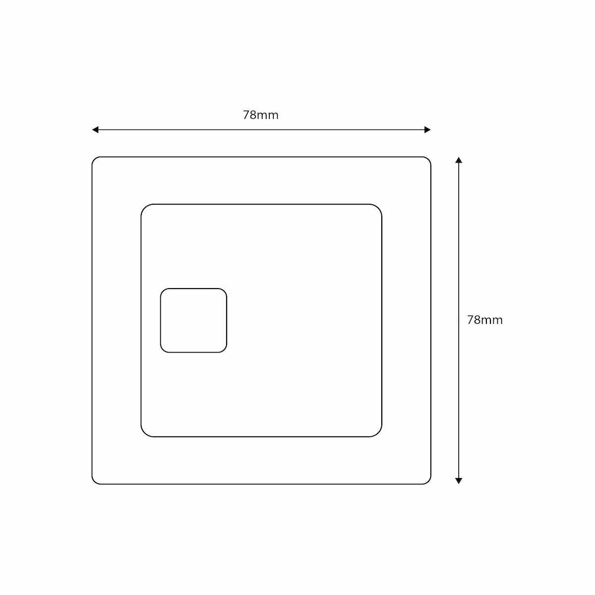 Square Dual Flush Plate - Chrome - Technical drawing