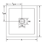 Aquadart Aqualavo 900 x 900mm Square Slate Effect Tray - Grey - Technical drawing