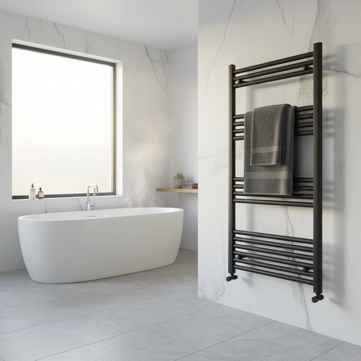 Eliseo Ricci Straight Heated Towel Rail Anthracite 1200mm x 400mm