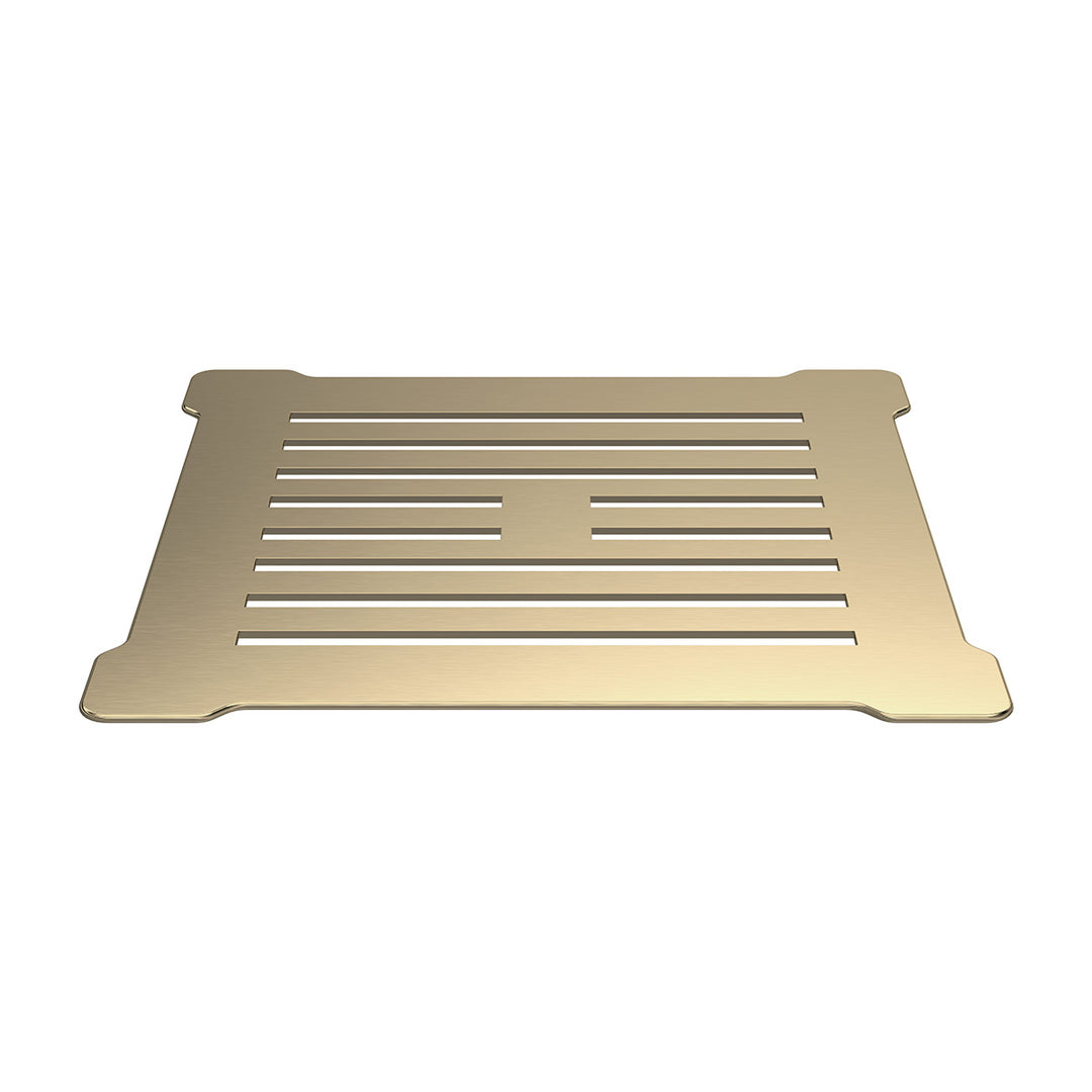 Nuie 90mm White Shower Trap including Metal Cover - Brushed Brass