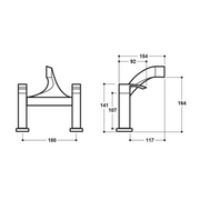 Tec Studio Bath Filler - Chrome - Technical drawing