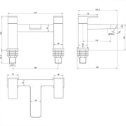 Synergy Studio D Bath Filler - Brushed Brass - Technical drawing