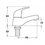 Eliseo Ricci Thames Basin Pillar Taps - Technical drawing