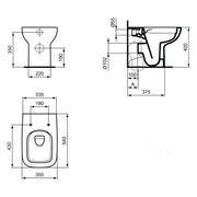 Ideal Standard i.life A Rimless Back to Wall Toilet & Soft Close Seat - Technical drawing