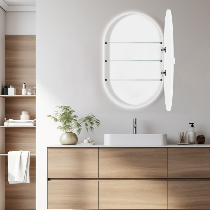 Tablet Backlit LED Mirror Cabinet 800 x 500mm with Demister