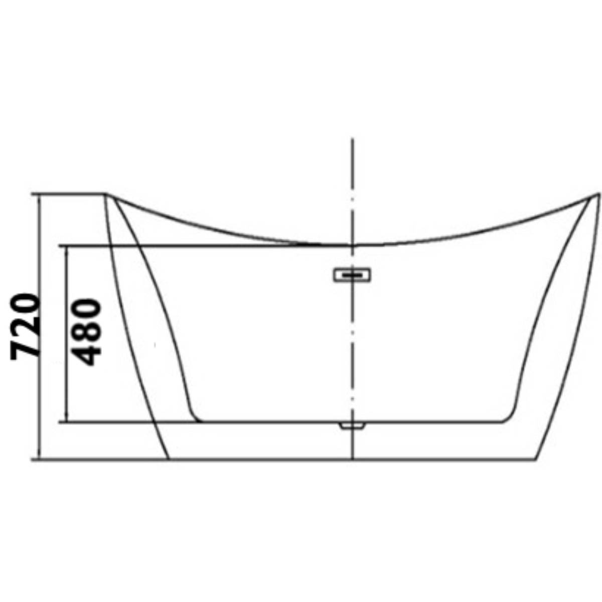 Viktor Benson Taha 1500mm Freestanding Double Ended Bath with White Waste - Technical drawing
