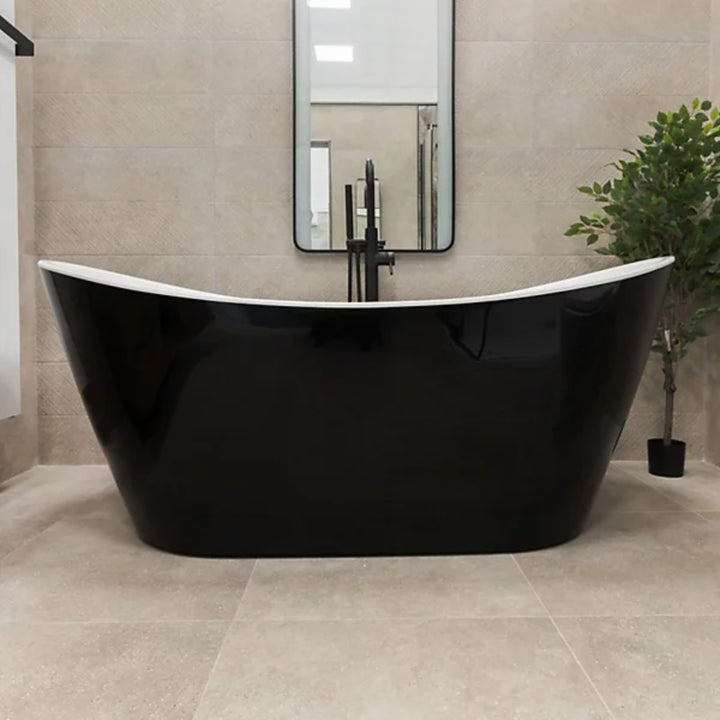 Viktor Benson Taha 1500mm Freestanding Bath - Black with White Waste