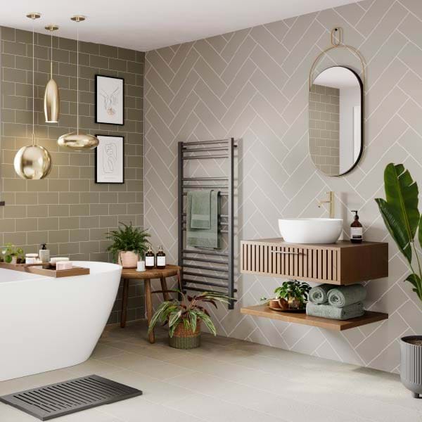 Multipanel Herringbone Tile Collection Taupe Grey 598mm Tongue &amp; Groove Panel