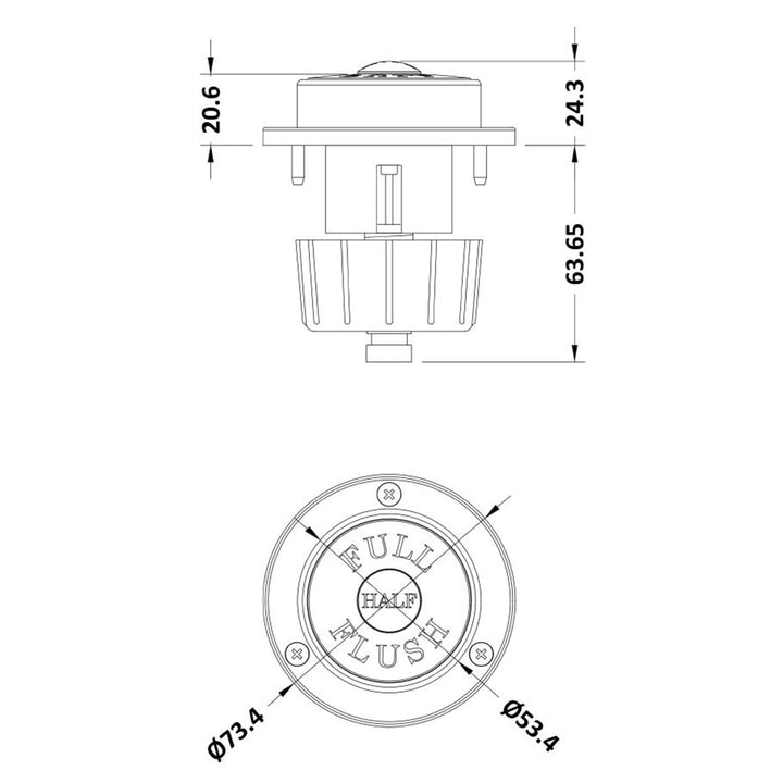 Nuie Traditional Dual Flush Push Button - Chrome