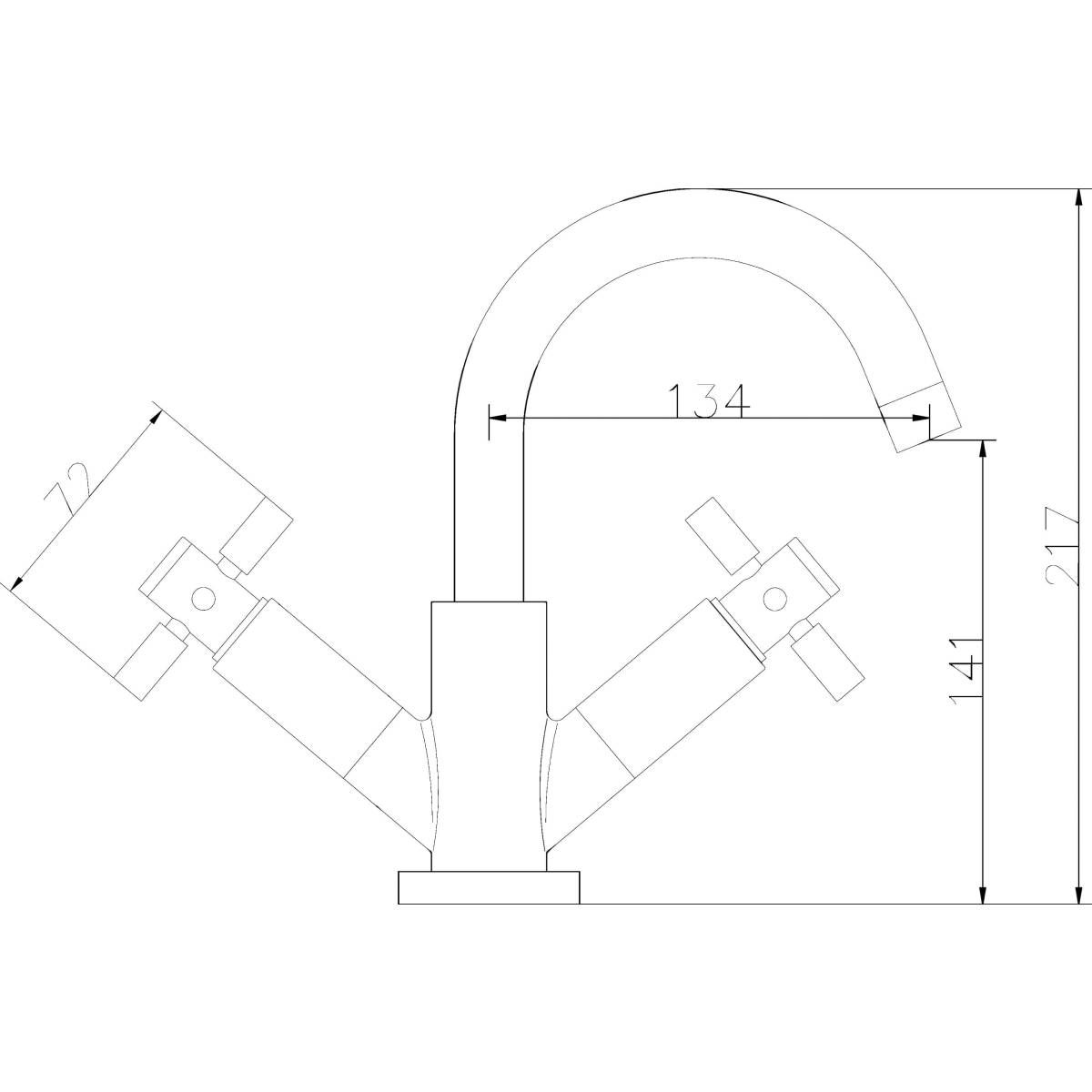 Hudson Reed Tec Crosshead Mono Basin Mixer inc. Waste TEX315 - Technical drawing