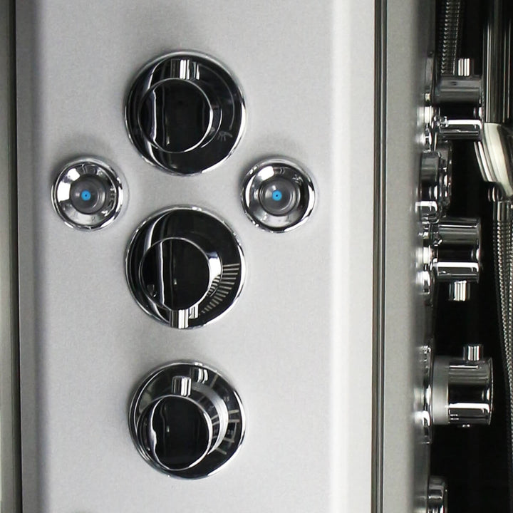 Insignia Premium 1100 x 700mm Quadrant Steam Shower Enclosure with Black Frame PR11L-OBF-CG-S - Left Hand