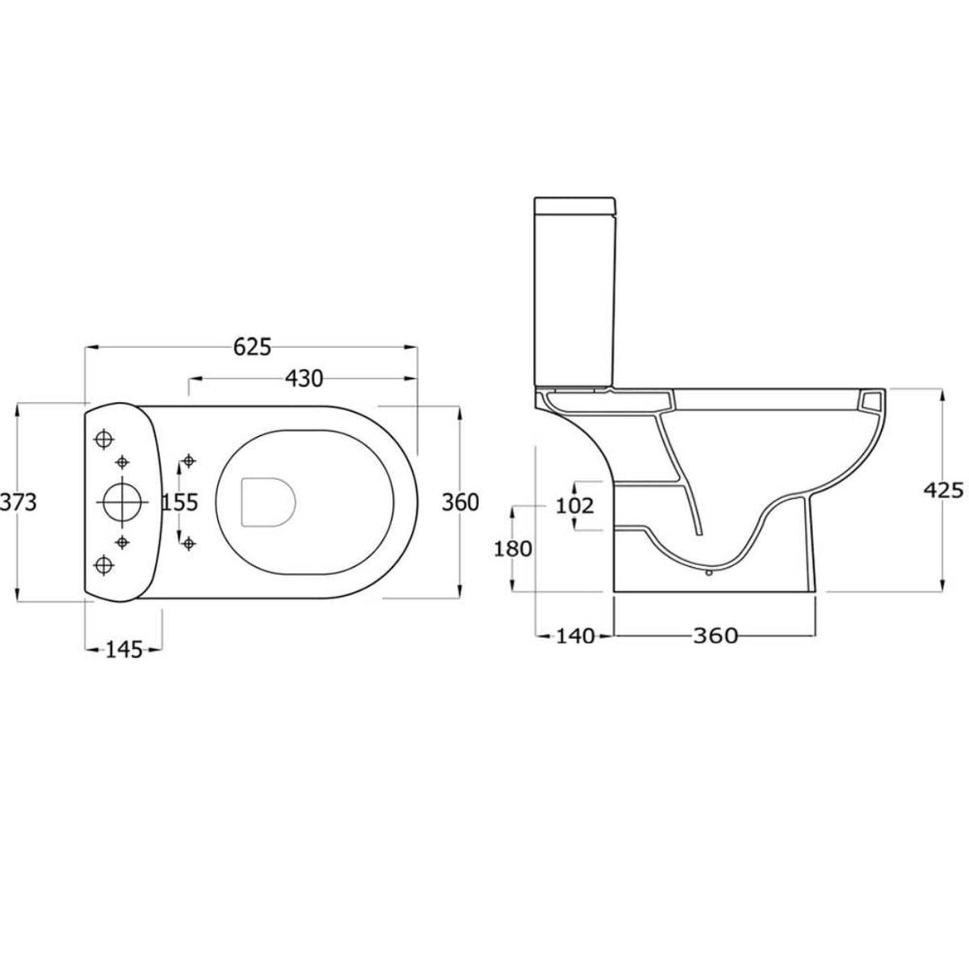 Rak Tonique Easy Plumb Close Coupled Open Back Toilet &amp; Soft Close Seat