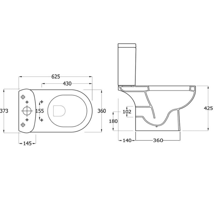 Rak Tonique Easy Plumb Close Coupled Open Back Toilet &amp; Soft Close Seat