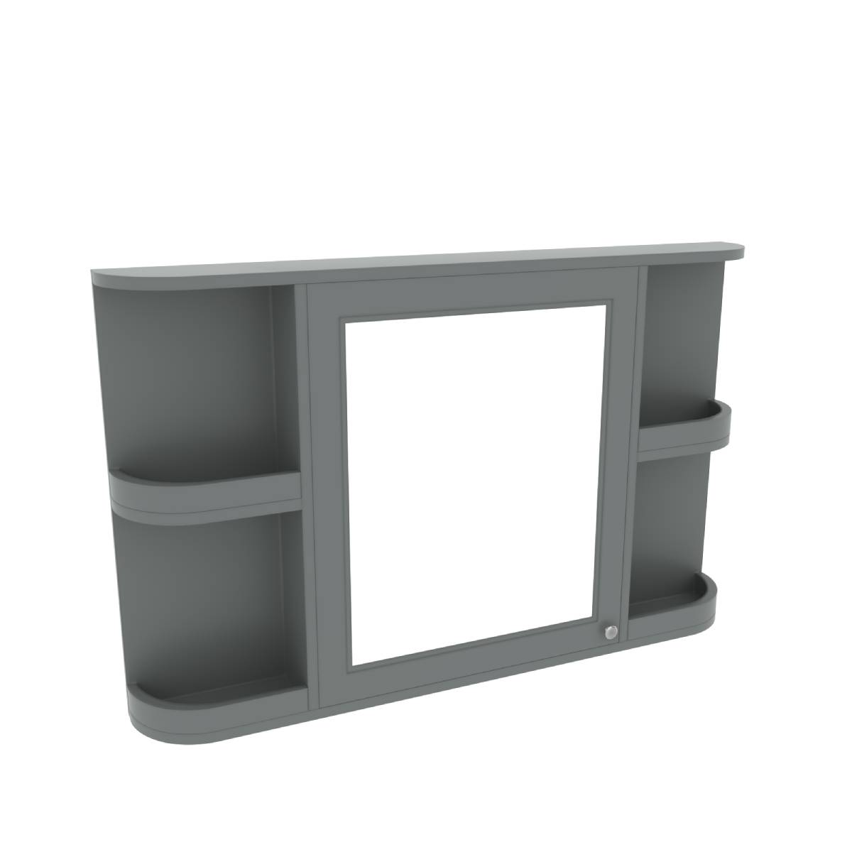 Kingsbury Classic Curve Mirror Cabinet - Shadow Grey - Technical drawing
