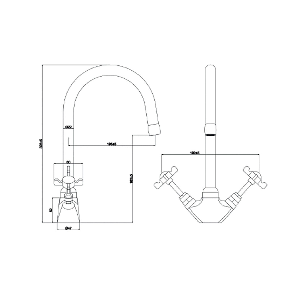Tre Mercati Imperial Traditional Deck Mounted Sink Mixer Tap - Chrome