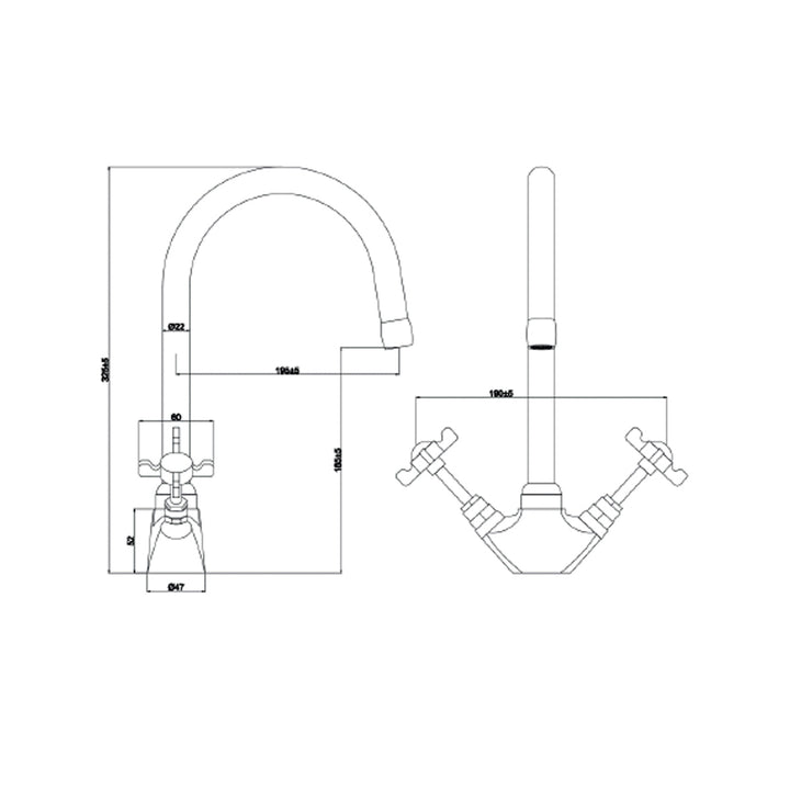 Tre Mercati Imperial Traditional Deck Mounted Sink Mixer Tap - Chrome