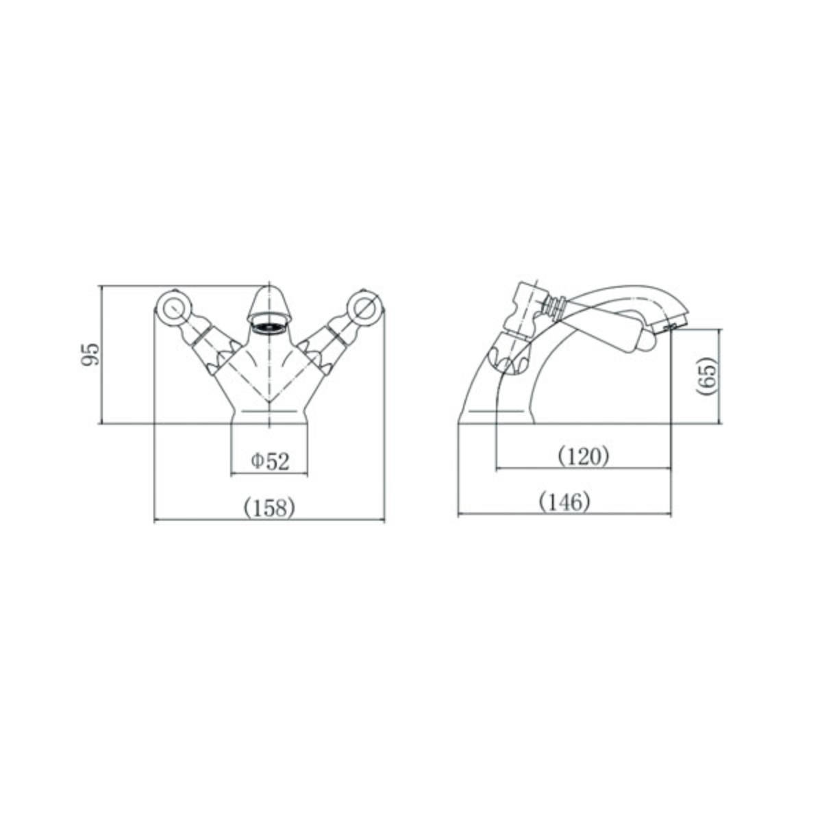 Victoria Bianco Mono Basin Mixer With Click Clack Waste - Chrome - Technical drawing