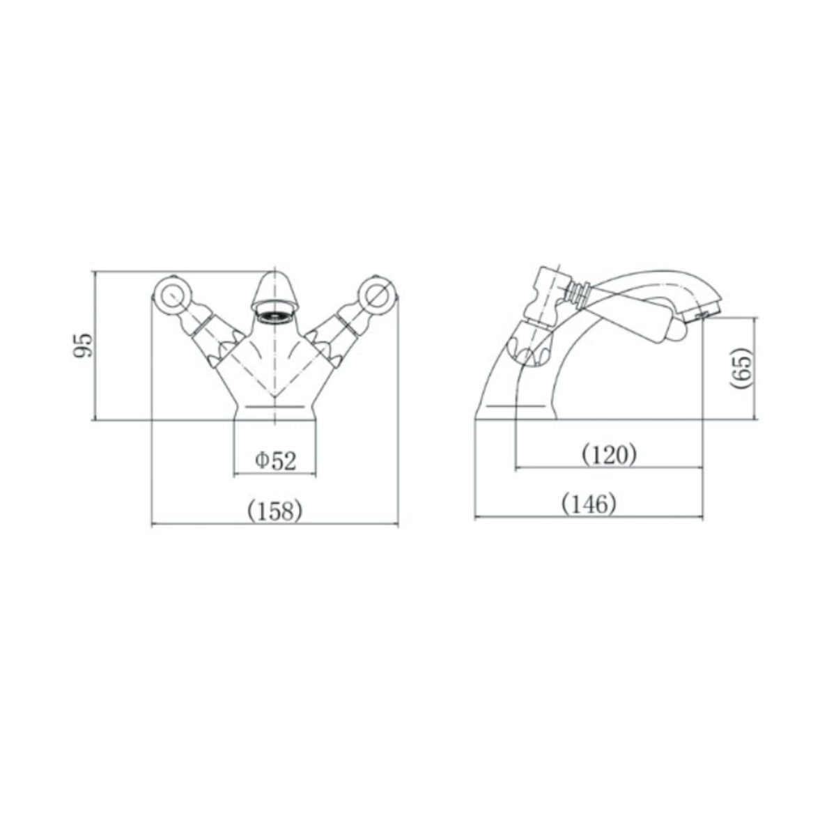 Victoria Nero Mono Basin Mixer With Click Clack Waste - Chrome - Technical drawing