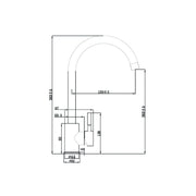 Tre Mercati Kitchener Modern Mono Sink Mixer Tap - Technical drawing