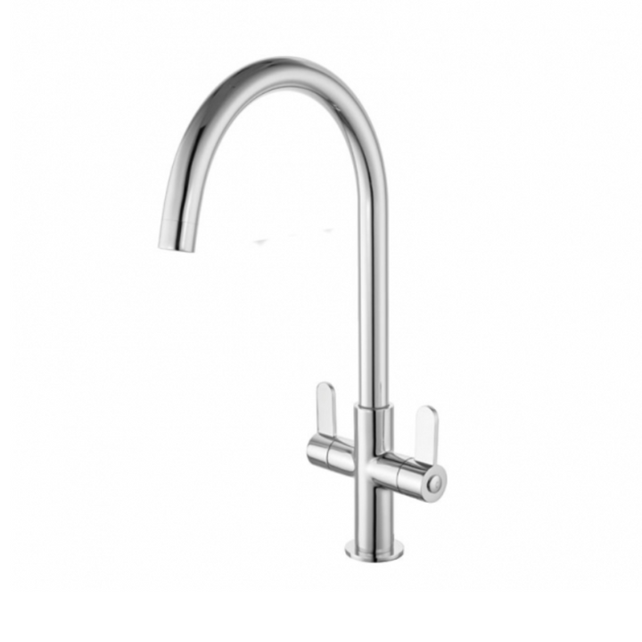 Emelia Kitchen Sink Mixer With Flat Lever Handles - Chrome