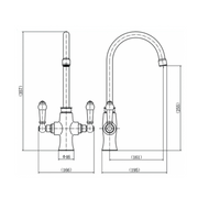 Victoria Bianco Mono Sink Mixer - Chrome - Technical drawing