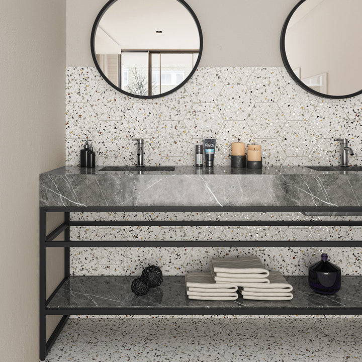 Tempo Mix Matt 20 x 24cm Hexagaon Porcelain Tile - 0.92 sqm perbox