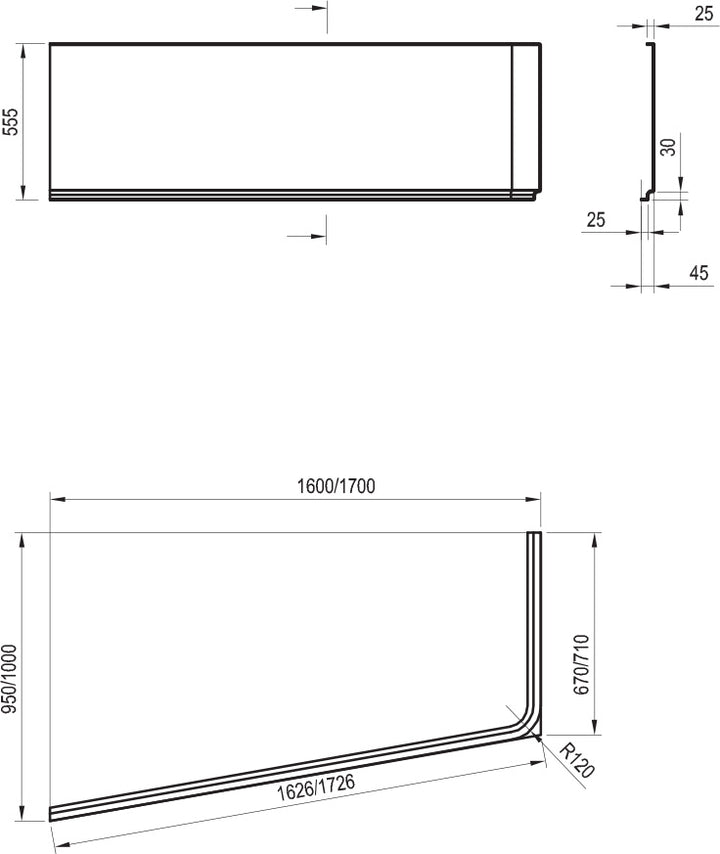 Ravak 10 Front Panel - Left Hand
