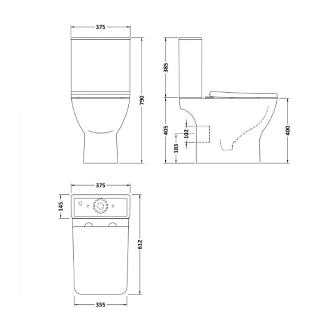 Modern Square Basin, Toilet &amp; Tap Pack