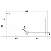 Nuie 1400 x 700mm Rectangular Shower Tray - Slate Grey - Technical drawing