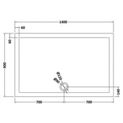 Nuie 1400 x 900mm Rectangular Shower Tray - Slate Grey - Technical drawing
