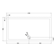Nuie 1700 x 900mm Rectangular Shower Tray - Slate Grey - Technical drawing