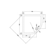 Nuie 900mm Quadrant Shower Tray - Slate Grey - Technical drawing