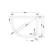 Nuie 1000 x 800mm Offset Quadrant Shower Tray - Left Hand - Slate Grey - Technical drawing
