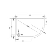 Nuie 1200 x 800mm Offset Quadrant Shower Tray - Right Hand - Slate Grey - Technical drawing