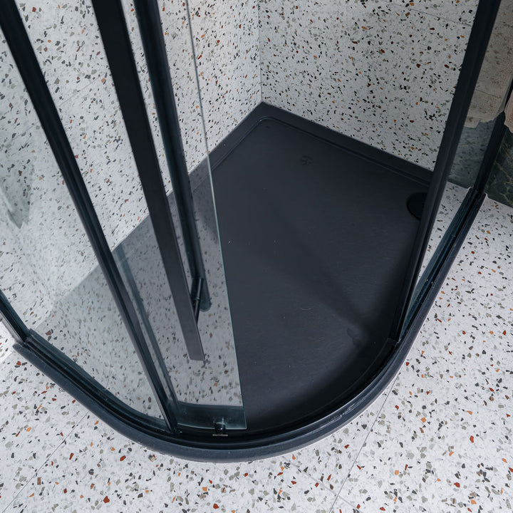 Nuie 1200 x 900mm Offset Quadrant Shower Tray - Left Hand - Slate Grey