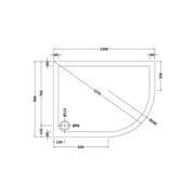 Nuie 1200 x 900mm Offset Quadrant Shower Tray - Right Hand - Slate Grey - Technical drawing