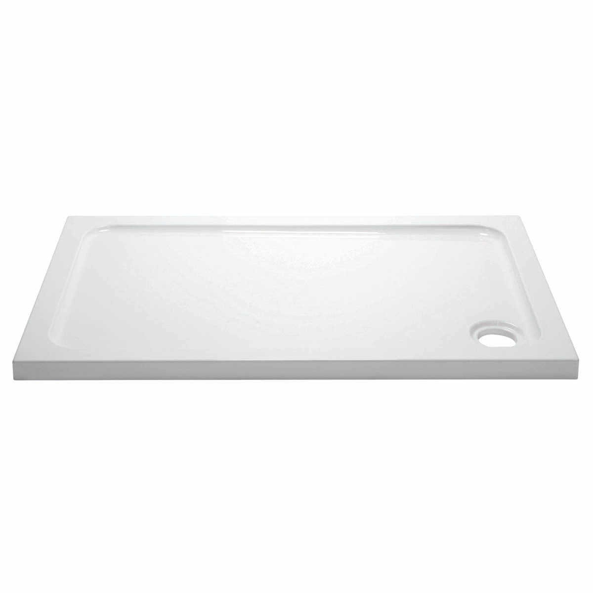 Elements 1400 x 700mm Rectangle Slim Line Shower Tray with Corner Waste ...