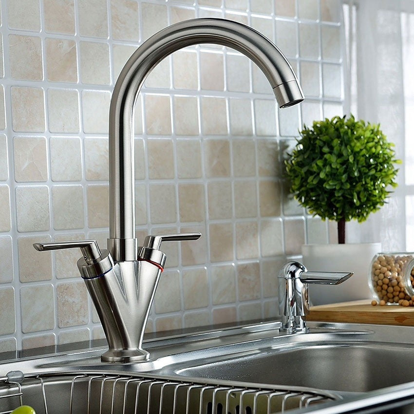 ER Twin Lever Kitchen Mixer Tap - Chrome