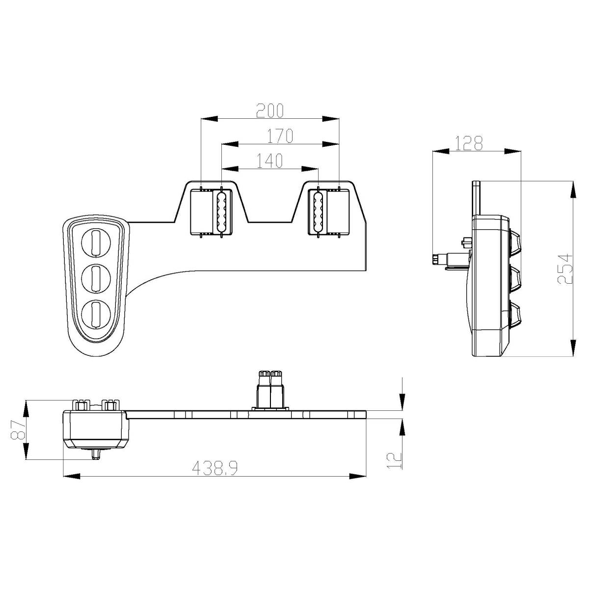 Eliseo Ricci Universal Toilet Seat Bidet - Technical drawing