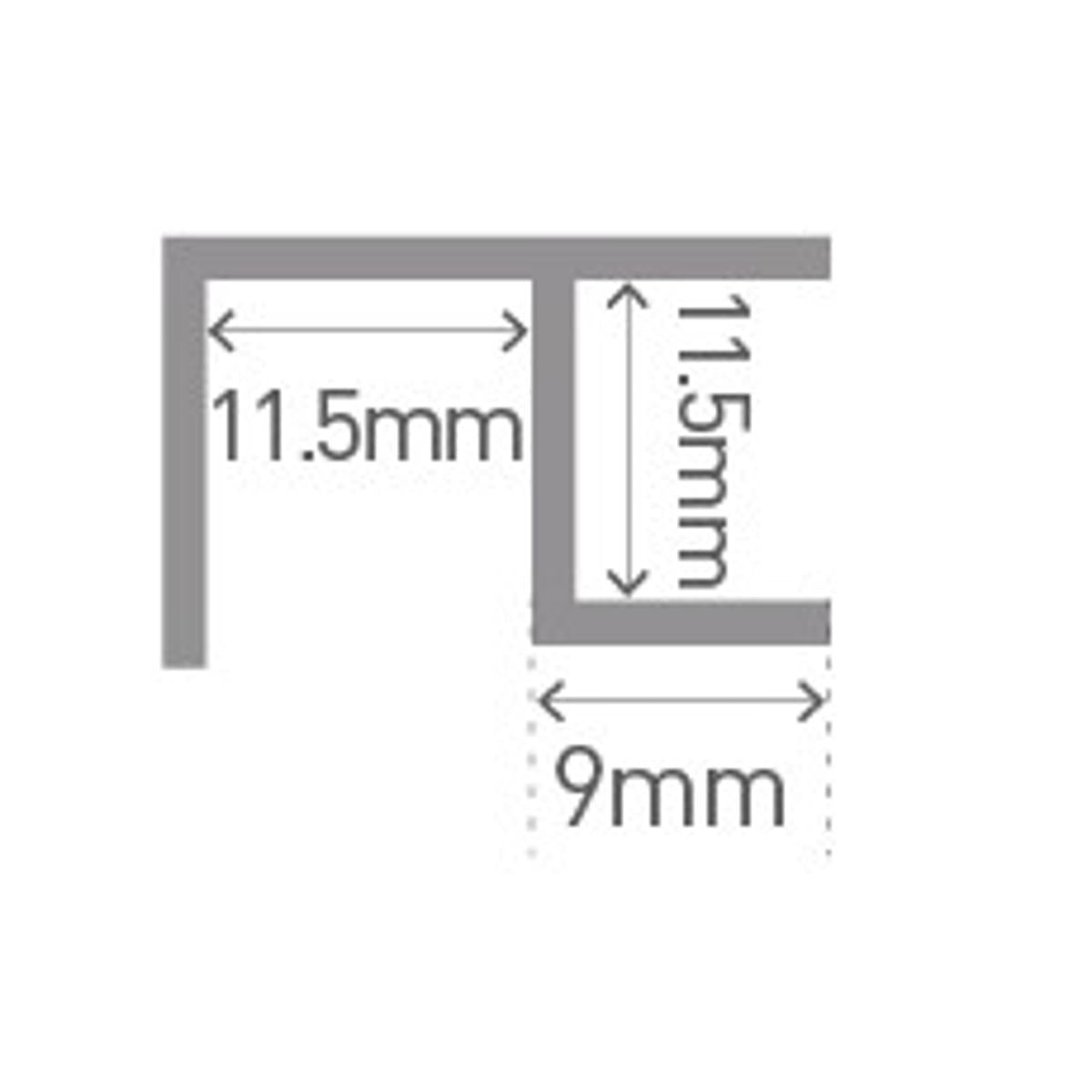 CLASSIC Type 100 Flush Corner Aluminium Extrusion - Bright Polished - 2450mm Long - Technical drawing