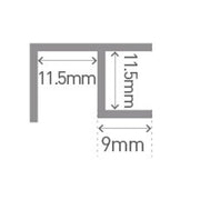 CLASSIC Type 100 Flush Corner Aluminium Extrusion - Bright Polished - 2450mm Long - Technical drawing
