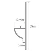 CLASSIC Type 103 Floor To Wall Profile PVC Extrusion - White - 2450mm Long - Technical drawing