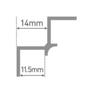 CLASSIC Type A Internal Corner Aluminium Extrusion - White - 2450mm Long - Technical drawing