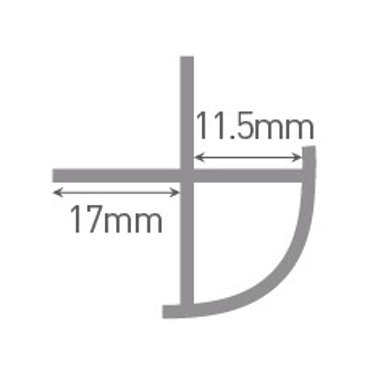 CLASSIC Type B External Corner Aluminium Extrusion - Matt Black - 2450mm Long - Technical drawing