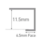 CLASSIC Type C End Cap Aluminium Extrusion - White - 2450mm Long - Technical drawing